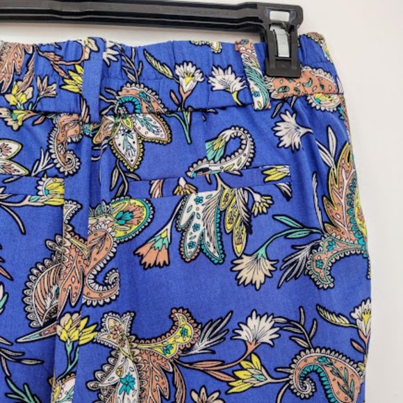 NWOT LOFT Boho Blue Paisley Mid-Rise Slim Fit Vacation Pants sz. 00 - Picture 7 of 8